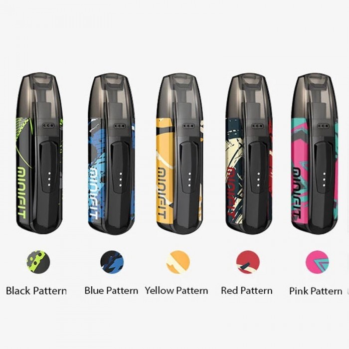 Justfog Minifit Pod Mod çeşitleri: Siyah, Mavi, Sarı, Kırmızı, Pembe.