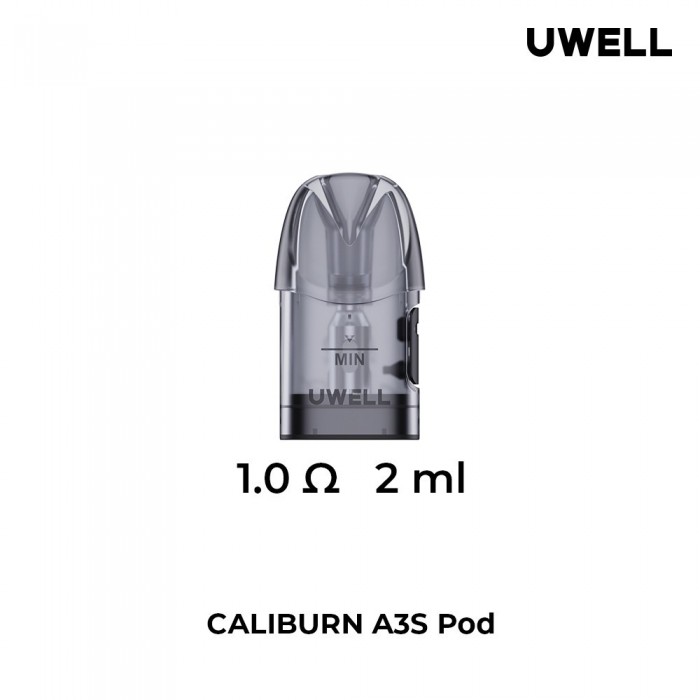 Uwell Caliburn A3S Pod Kartuş 1.0Ω 2ml Gri Şeffaf Yedek Coil