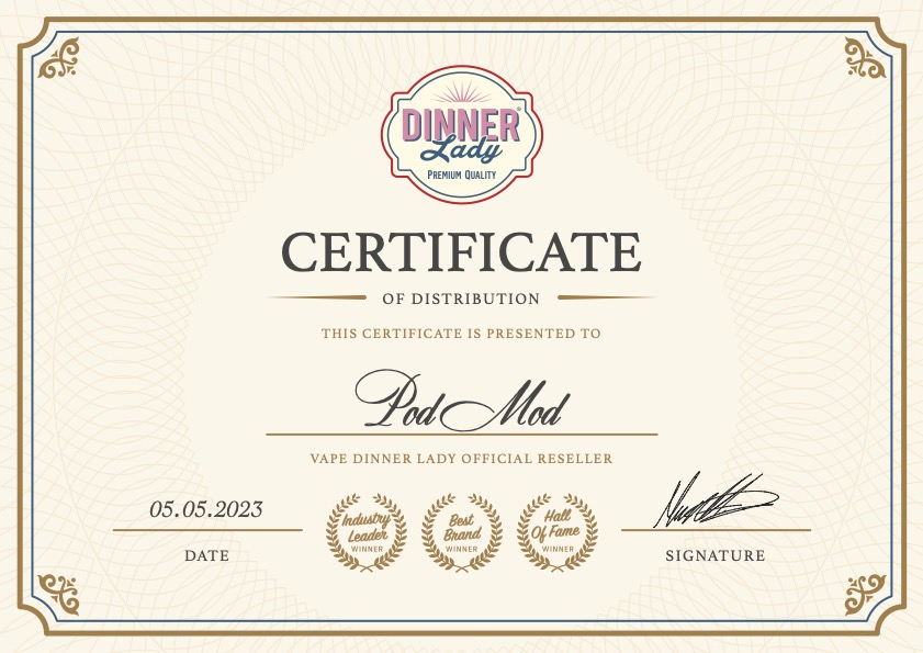 dinner lady certificate